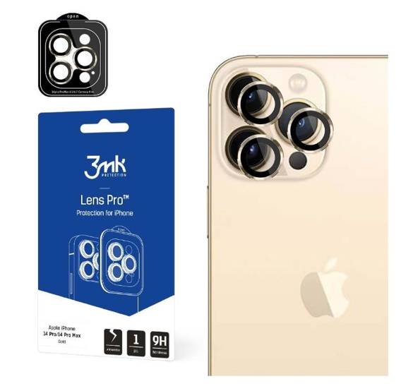 Tempered Glass for Camera IPHONE 14 PRO / 14 PRO MAX 3MK Lens Protection Pro gold