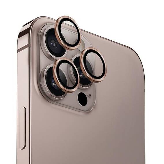 Tempered Glass for Camera IPHONE 16 PRO / 16 PRO MAX UNIQ Optix Aluminium Camera Lens Protector z Aplikatorem Taupe Gold