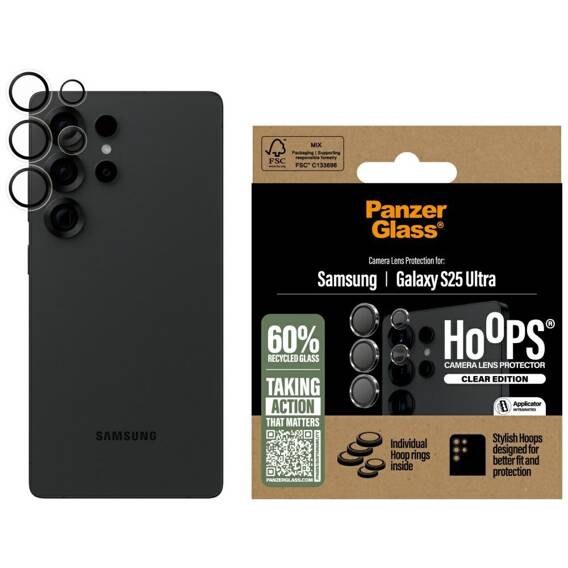 Tempered Glass for Camera SAMSUNG GALAXY S25 ULTRA PanzerGlass Hoops Lens Protector transparent