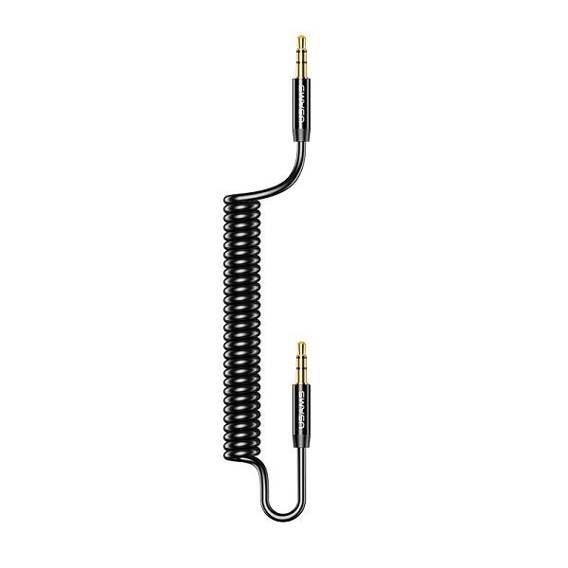 USAMS Adapter Spring audio jack 3.5mm -3.5mm 1.2m black/black SJ256YP01 (US-SJ256)