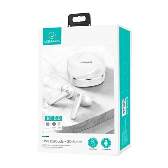 USAMS Bluetooth 5.0 TWS SD series headphones wireless white/white BHUSD01