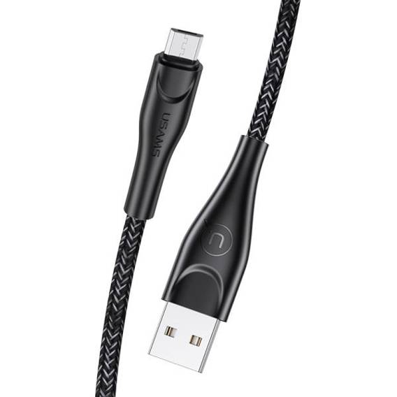 USAMS Braided cable U41 microUSB 1m 2A black/black SJ393USB01 (US-SJ393) Fast Charge