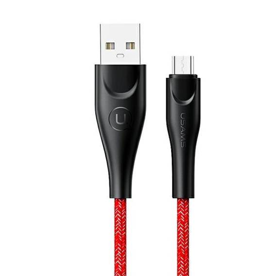 USAMS Braided cable U41 microUSB 1m 2A red/red SJ393USB02 (US-SJ393) Fast Charge