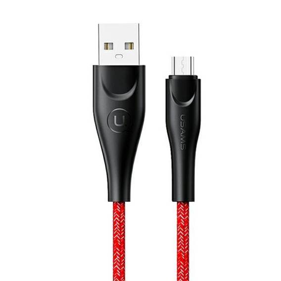 USAMS Braided cable U41 microUSB 2m 2A red/red SJ396USB02 (US-SJ396) Fast Charge