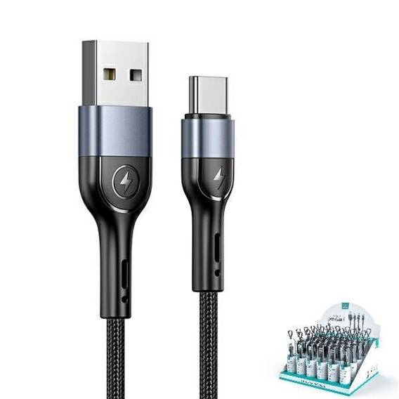 USAMS Braided cable U55 2A USB-C 1 pc. for set U55 black/black 1m SJ449ZJ01 (US-SJ449)