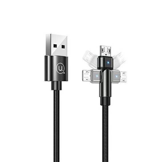 USAMS Braided swivel cable U60 2A microUSB black/black 1m SJ478USB01 (US-SJ478)