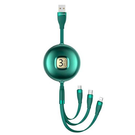 USAMS Cable U69 3in1 1m green/green (lightning/microUSB/USB-C) SJ508USB03 (US-SJ508)