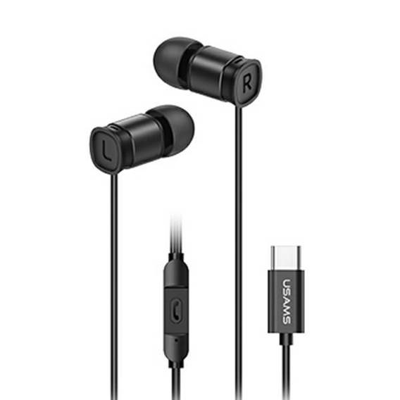 USAMS EP-46 USB-C stereo headphones black/black 1.2m HSEP4603