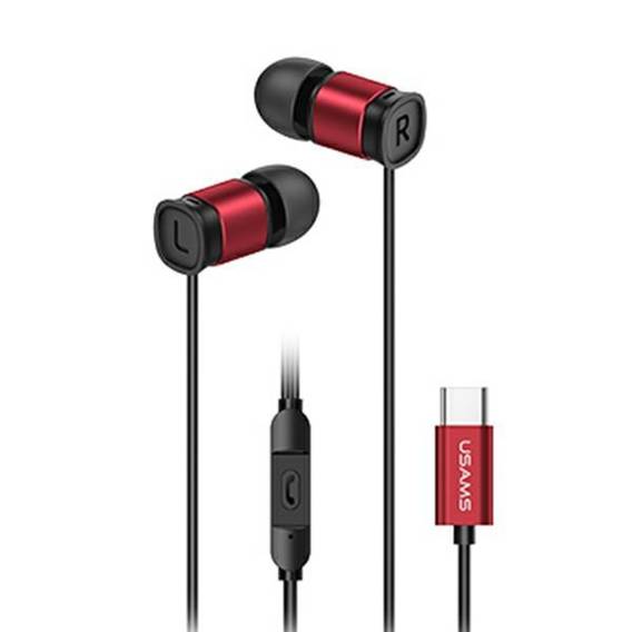 USAMS EP-46 USB-C stereo headphones red/red 1.2m HSEP4604