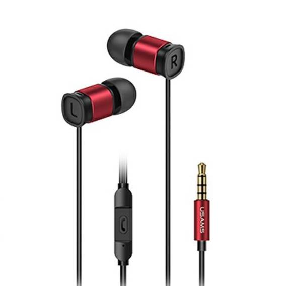 USAMS Headphones EP-46 jack 3.5 mm red/red 1.2 m HSEP4602