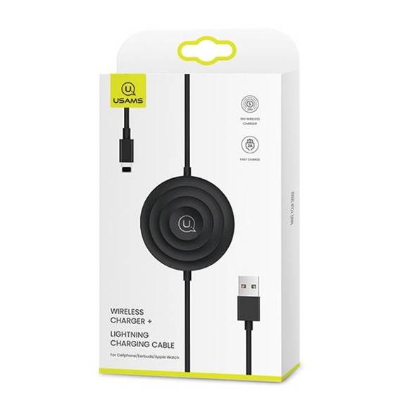 USAMS Lad. induction US-CC096 10W with lightning cable black/black CC96WH01