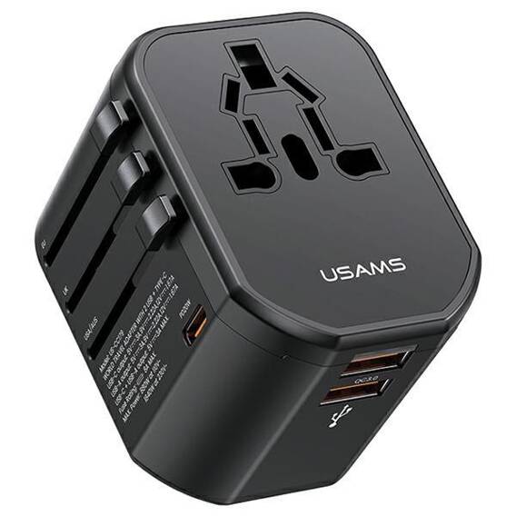 USAMS Lad. network. 2xUSB T59 20W adapter 4in1 US/AU/EU/UK black/black CC179TC01 (US-CC179) Univesal Travel Charger