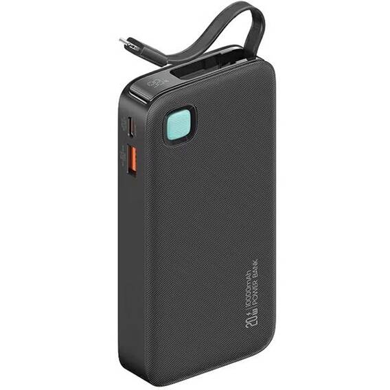 USAMS Powerbank with retractable cable Retractable Lightning 10000 mAh PD 20W Fast Charge XY Series black/black 10KCD22501 (US-CD225)