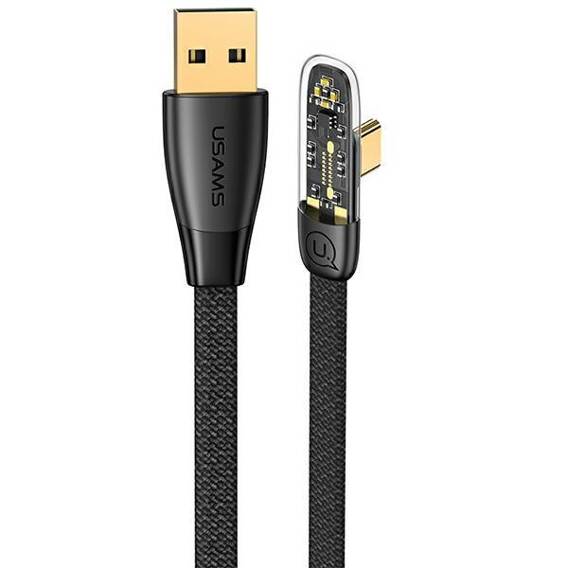 USAMS Right-angle USB to USB-C PD cable 6A 66W Fast Charging Iceflake Series 1.2m black/black SJ585USB01 (US-SJ585)