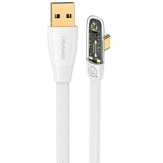 USAMS Right-angle USB to USB-C PD cable 6A 66W Fast Charging Iceflake Series 1.2m white/white SJ585USB02 (US-SJ585)