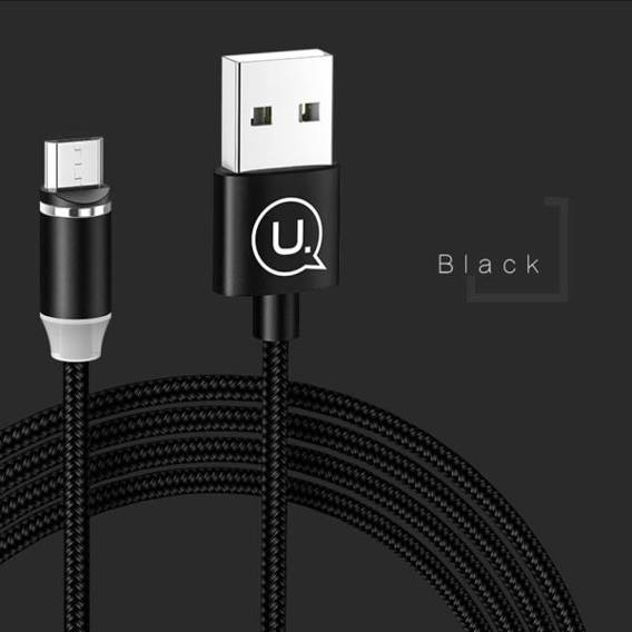 USAMS U-Sure microUSB magnetic cable 1m 2.1A braided black/black SJ294USB01 (US-SJ294)