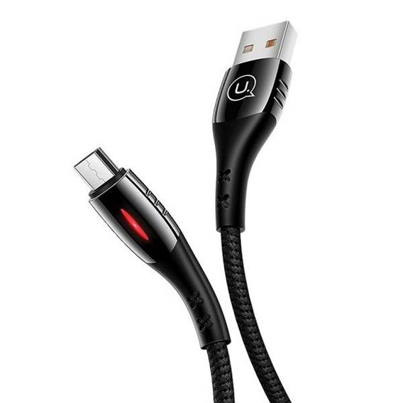 USAMS U-Tone microUSB braided cable 1.2m Power-off 2A Fast Charging black/black SJ346USB01 (US-SJ346)