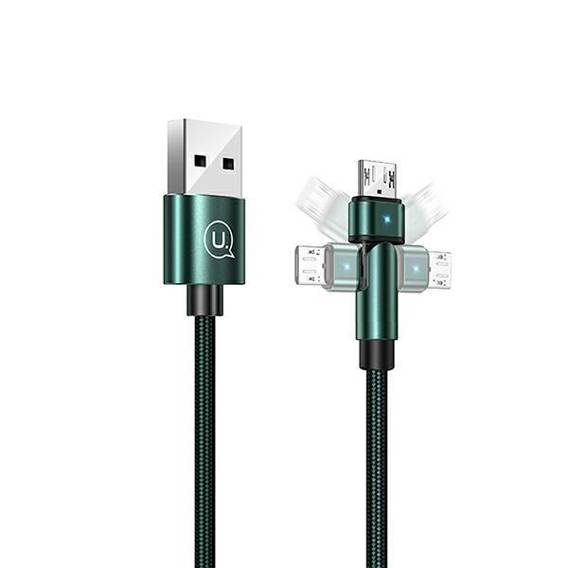 USAMS U60 2A swivel braided cable microUSB green/green 1m SJ478USB02 (US-SJ478)