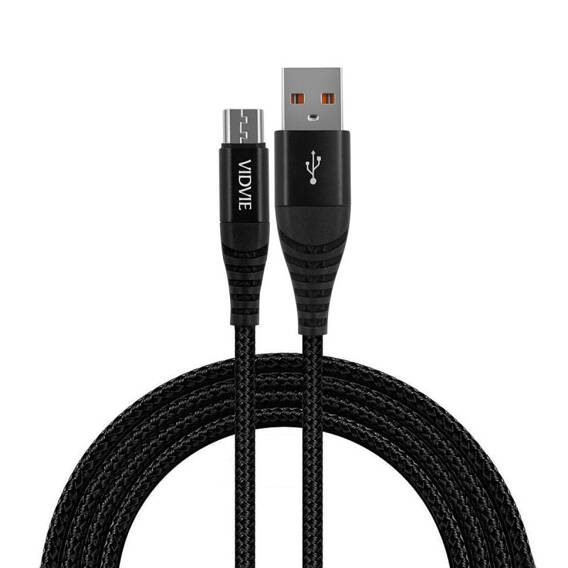 VIDVIE CB491 NYLON USB/Micro cable 2.4A, 1.2m black