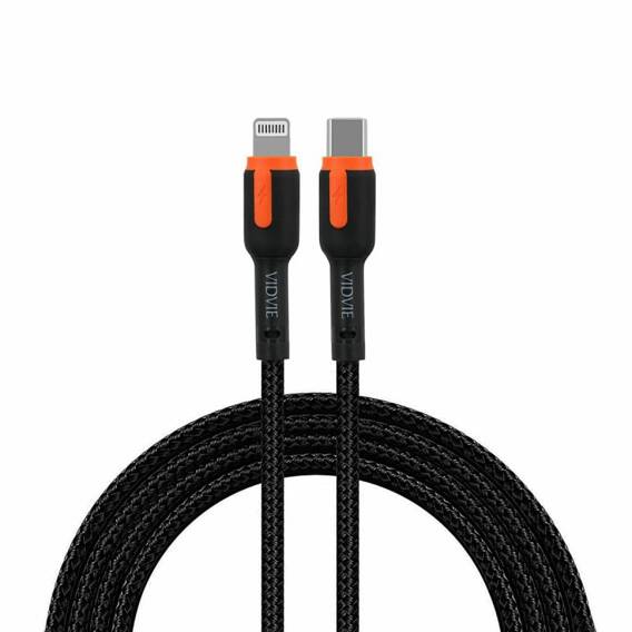 VIDVIE CB499 Type C/iPhone 20W PD cable, 1.2m black and orange