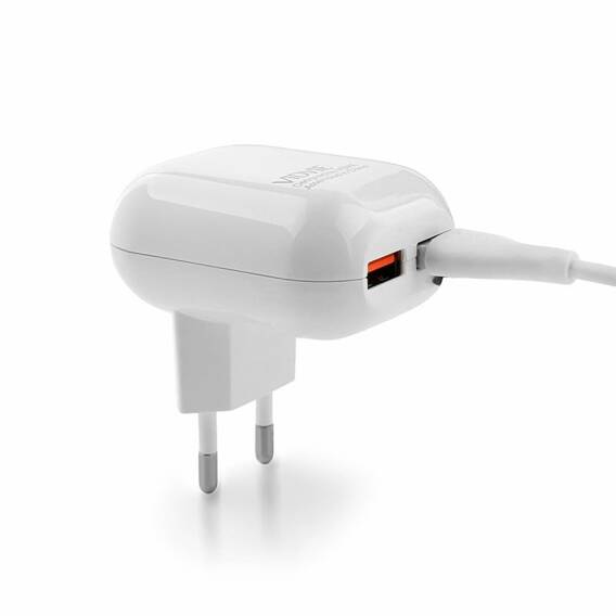 VIDVIE PLE218 2xUSB mains charger + Iphone cable 2.4A white