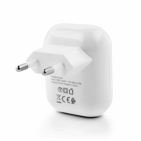 VIDVIE PLE218 2xUSB mains charger + Micro 2.4A cable white