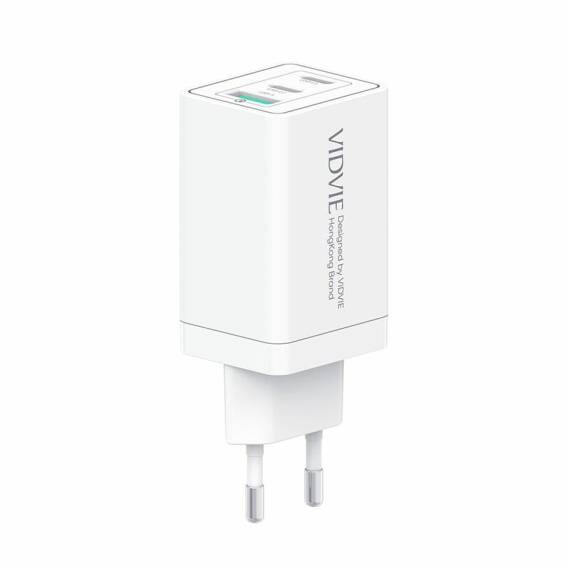 VIDVIE PLE242 mains charger 1xUSB + 2xType C 3A 67W white