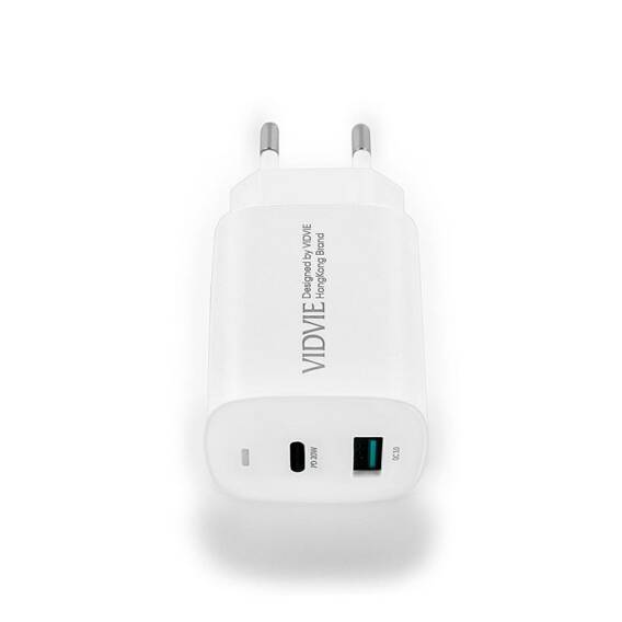 VIDVIE PLE248 mains charger 1xUSB + 1xType C + Micro cable 3A PD 20W white