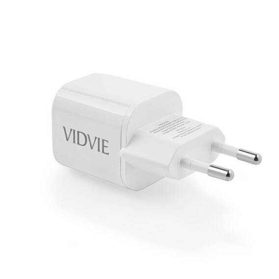 VIDVIE PLE255 mains charger 1xUSB + 1xType C 3A 35W GaN compatible PD20W white