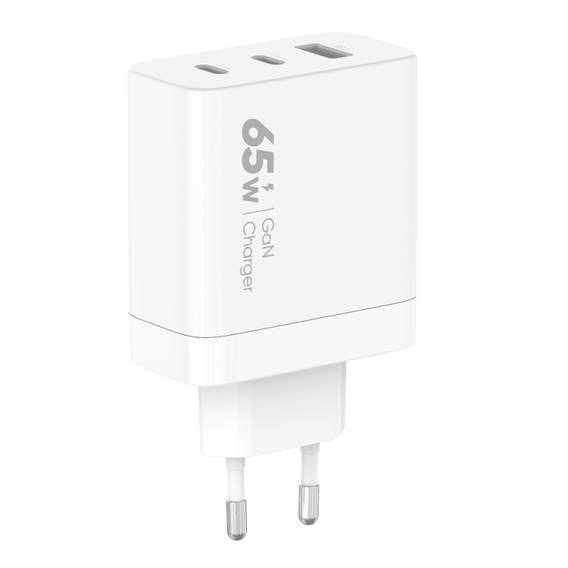 VIDVIE PLE262 2xType-C network charger + Type-C/Type-C cable 3A 65W GaN white