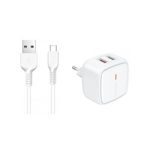 Wall Charger 2.4A 2xUSB + Kabel USB - USB-C Jellico EU02 white, all GSM  accessories \ Chargers \ Wall Chargers \ USB Charger with Cable