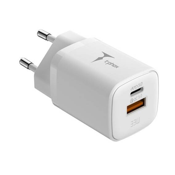 Wall Charger 33W USB + USB-C T-PHOX HANDY SERIES T-PP08 white