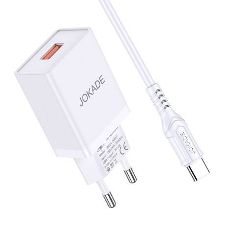 Wall Charger 5V/2.4A (1x USB) + Cable 1m (USB - USB-C) Jokade Migao Single Port Smart Charger Set (JB048) white