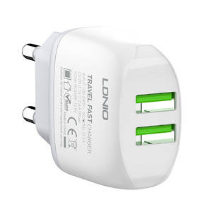 Wall charger LDNIO A2219, 2x USB, 2.4A (white)