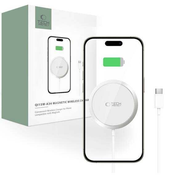 Wireless Charger 15W Magnetic MagSafe Tech-Protect QI15W-A34 white