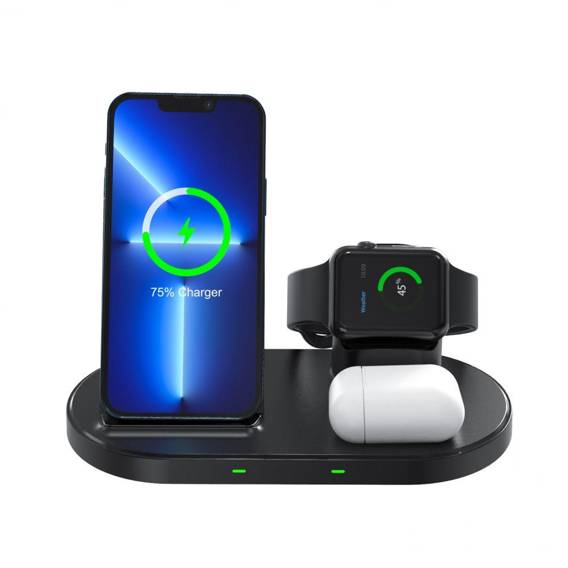 Wireless Fast Charging Station for Smartphone, iPhone, AirPods, AppleWatch Tech-Protect W55 black