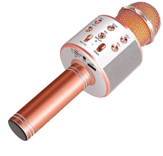 Wireless Microphone for Karaoke with Playback Controller light pink