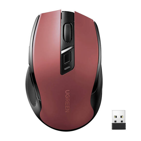 Wireless mouse UGREEN MU006 2.4 GHz + Bluetooth 5.0 (red)