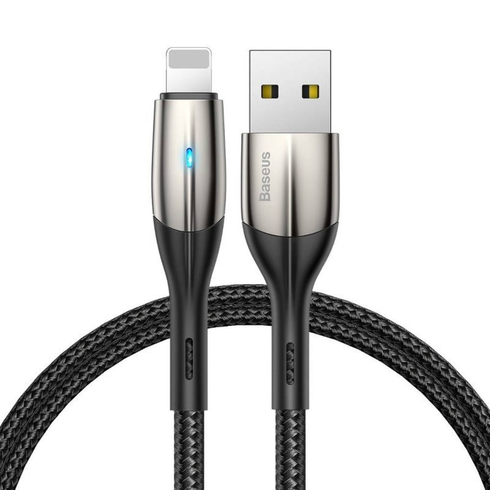 Cable  0,5m USB - Lightning with LED Baseus CALSP-A01 black / silver |  all GSM accessories \ Cables \ USB - Lightning |