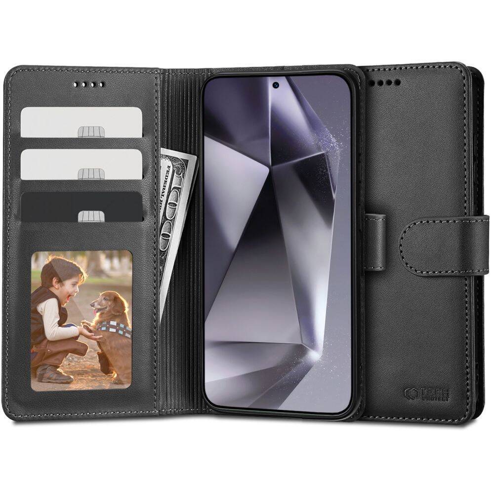 Case SAMSUNG GALAXY S24 ULTRA Tech-Protect Wallet black  cases and covers  \ Types of cases \ Flip Case cases and covers \ Material types \ Made of  eco leather all GSM