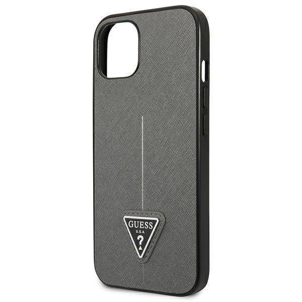 Original Case IPHONE 13 MINI Guess Hardcase Saffianotriangle Logo  (GUHCP13SPSATLG) silver silver | cases and covers \ Types of cases \  .menu_types \ Back Case cases and covers \ .menu_type_1_element_2 \ Types