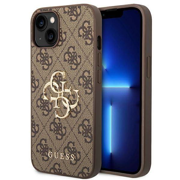 Original Case IPHONE 14 Guess Hardcase 4G Big Metal Logo brown Brązowy   cases and covers \ Types of cases \ Back Case cases and covers \ Material  types \ Elastic all