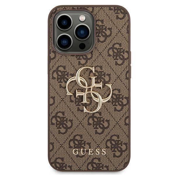 Original Case IPHONE 14 Guess Hardcase 4G Big Metal Logo brown Brązowy   cases and covers \ Types of cases \ Back Case cases and covers \ Material  types \ Elastic all