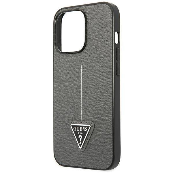 Original Case IPHONE 14 PRO MAX Guess Hardcase Saffianotriangle Logo  (GUHCP14XPSATLG) silver silver | cases and covers \ Types of cases \  .menu_types \ Back Case cases and covers \ .menu_type_1_element_2 \