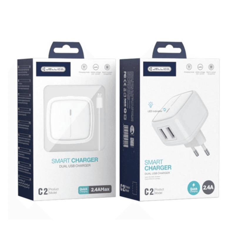 JACLEM - JELLICO CHARGEUR USBX1 CHARGE RAPIDE 2,4A BLANC
