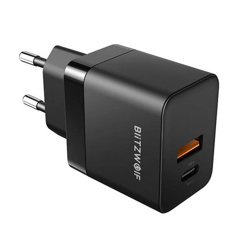 Wall charger Blitzwolf BW-S21 GaN 35W, USB + USB-C (black) | all GSM ...