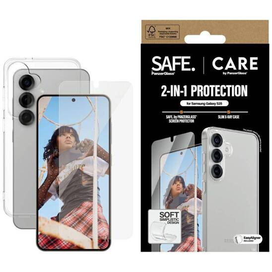 2in1 Set SAMSUNG GALAXY S25 Case + Tempered Glass CARE by PanzerGlass Fashion Clear transparent