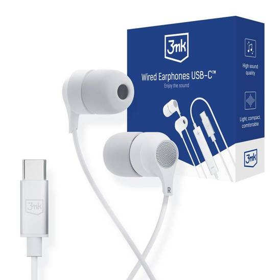 3MK WIRED HEADPHONES USB-C White