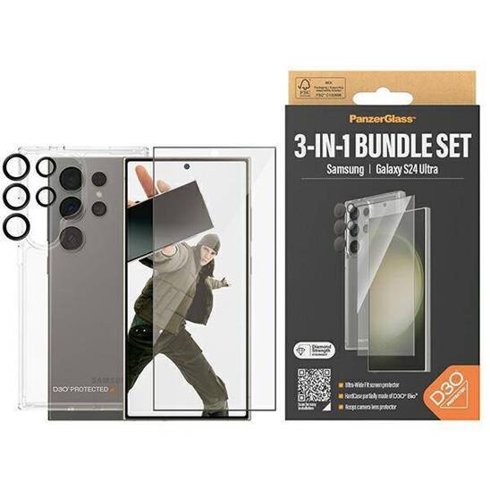 3in1 Set SAMSUNG GALAXY S24 ULTRA PanzerGlass Bundle 3in1 Hardcase + Screen Protector + Camera Lens B1212+7352 transparent