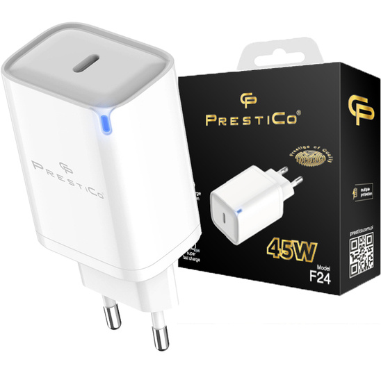 45W PD USB-C Prestico F24 mains charger, white